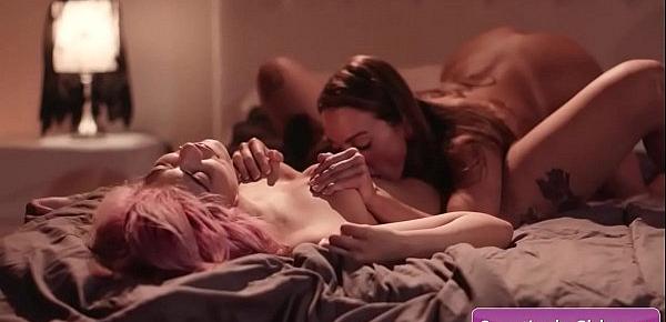  Naughty lesbian hot babes Aidra Fox, Evelyn Claire eating juicy pussy and reach long lasting strong orgasms